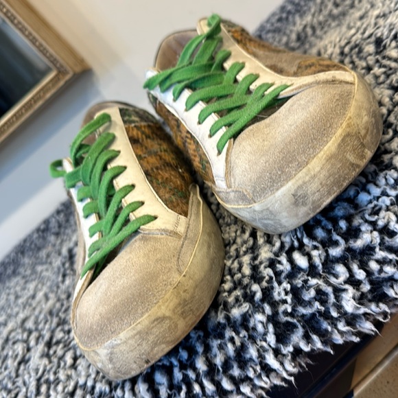 Golden Goose Superstar - plaid design with leather detailing & green laces - Picture 3 of 12